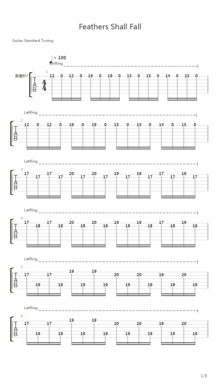 Feathers Shall Fall吉他谱