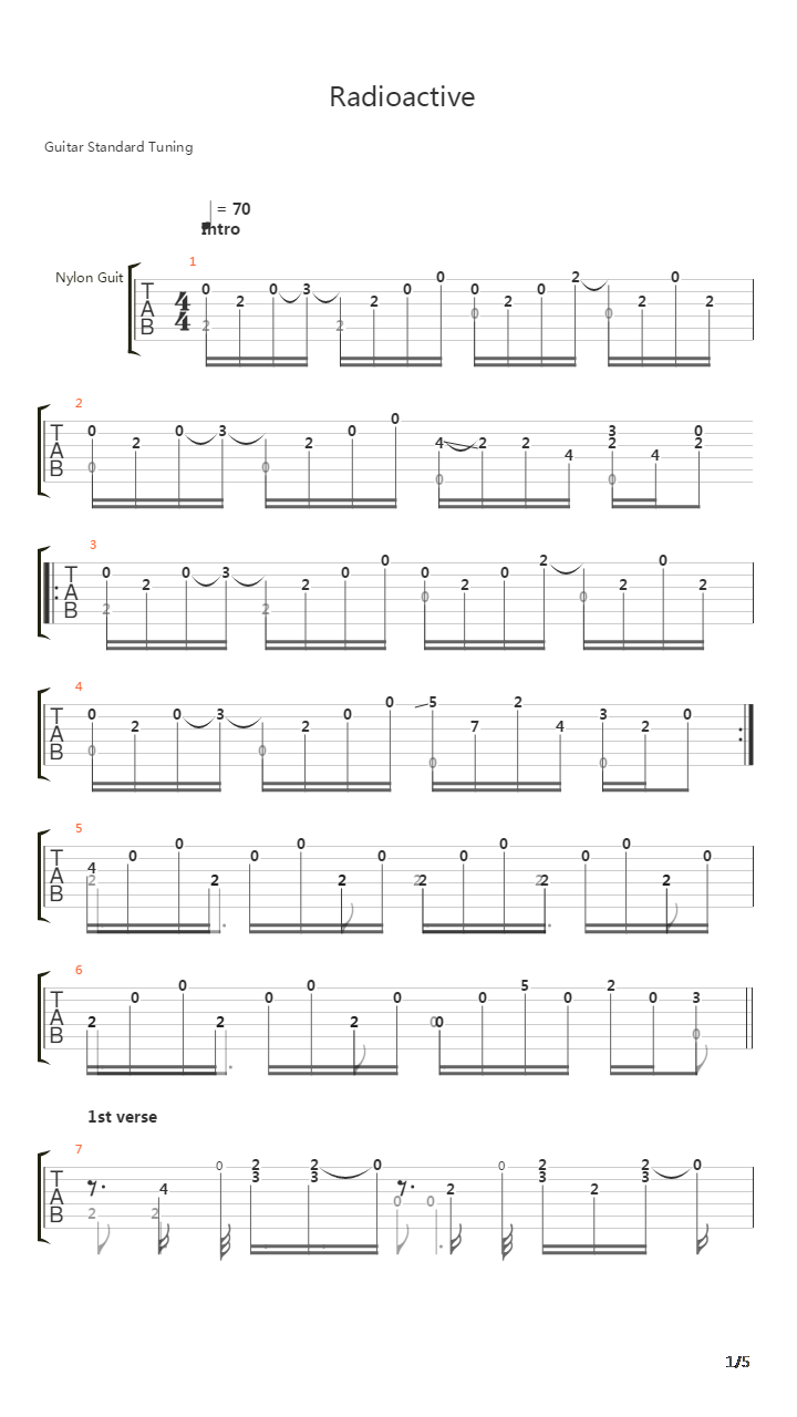 Radioactive (Classical Guitar Cover by Rustam Gaziev)吉他谱