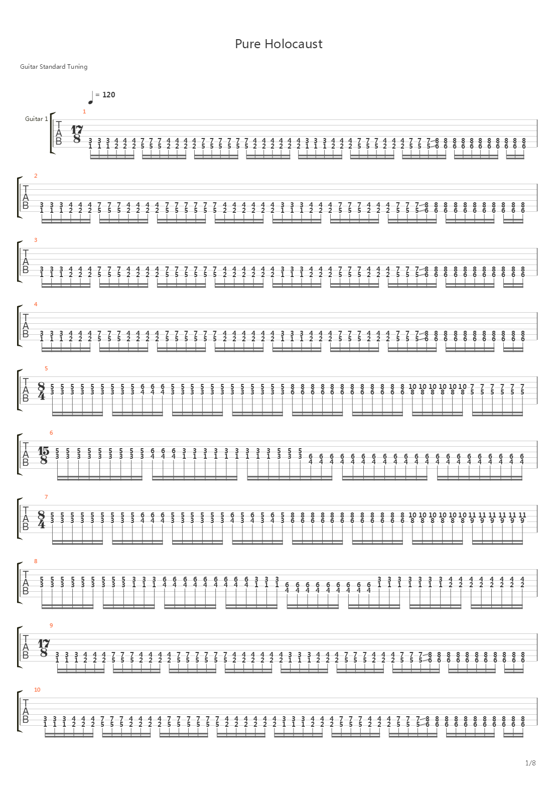 Pure Holocaust吉他谱