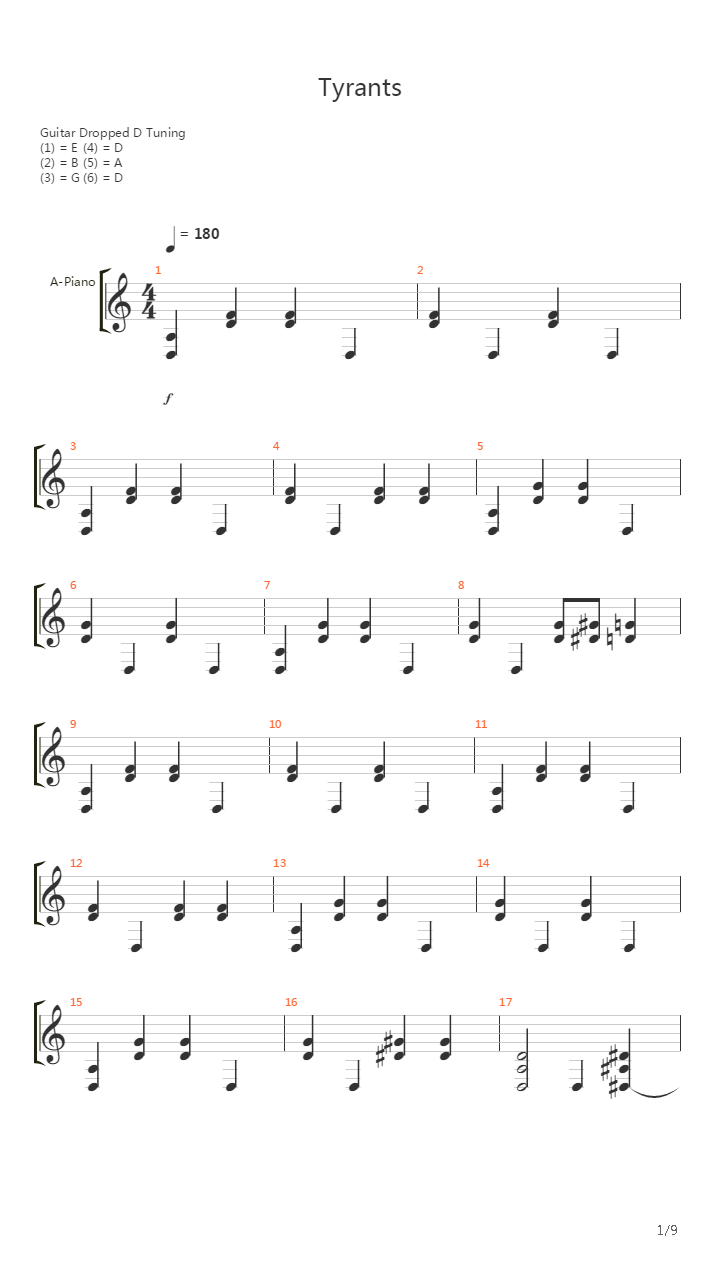 Tyrants (Piano Cover)吉他谱