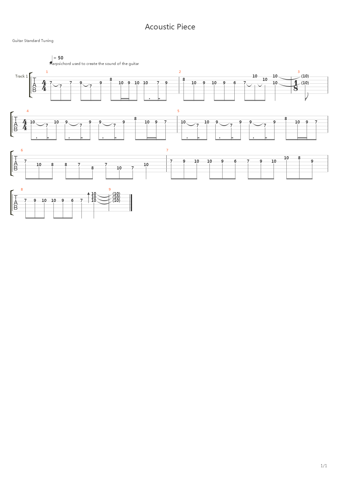 Acoustic Piece吉他谱