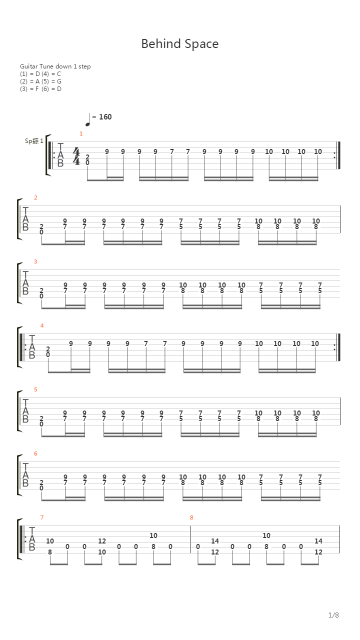 Behind Space吉他谱