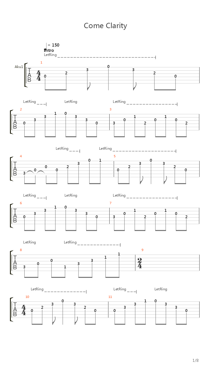 Come Clarity吉他谱