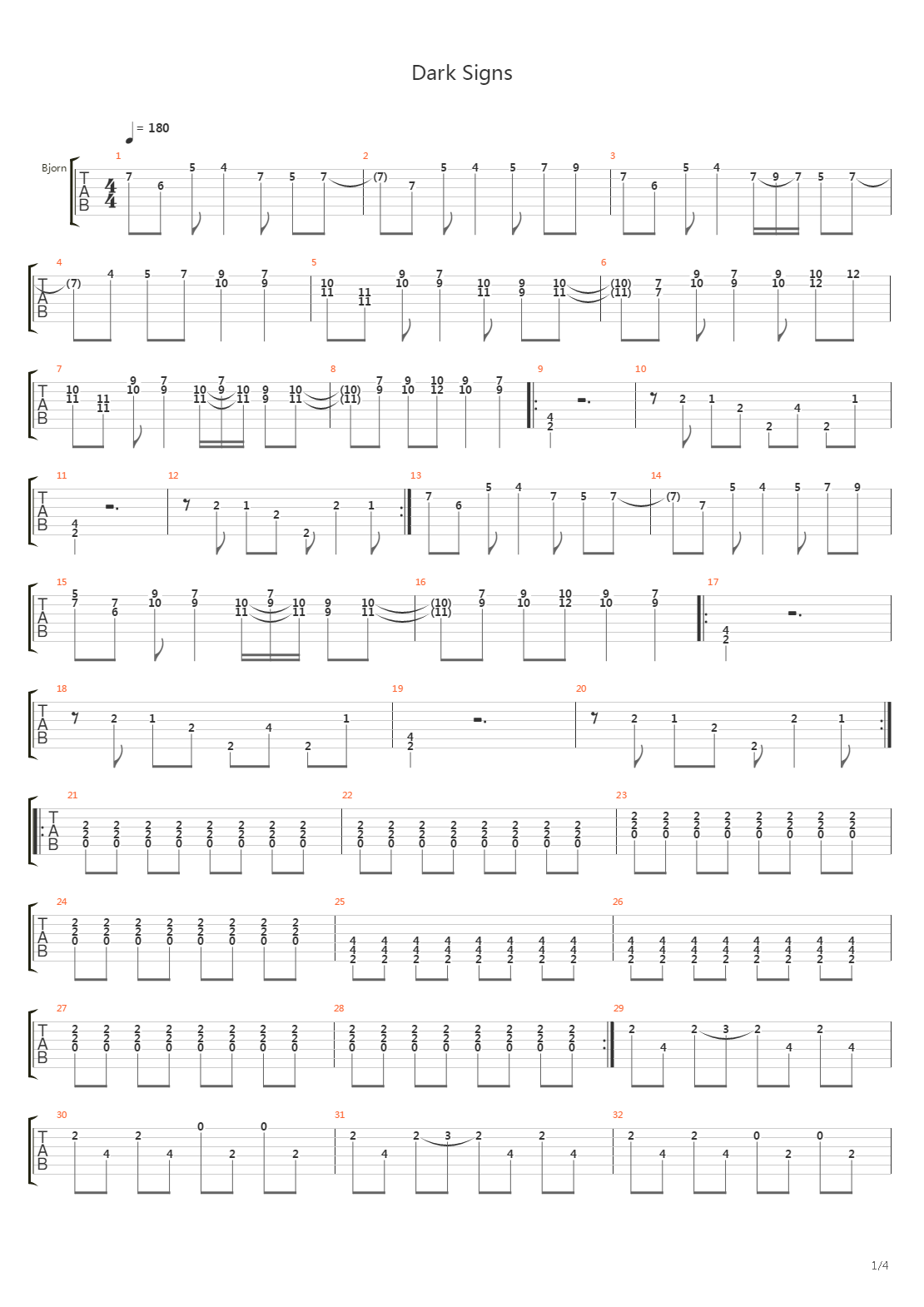 Dark Signs吉他谱