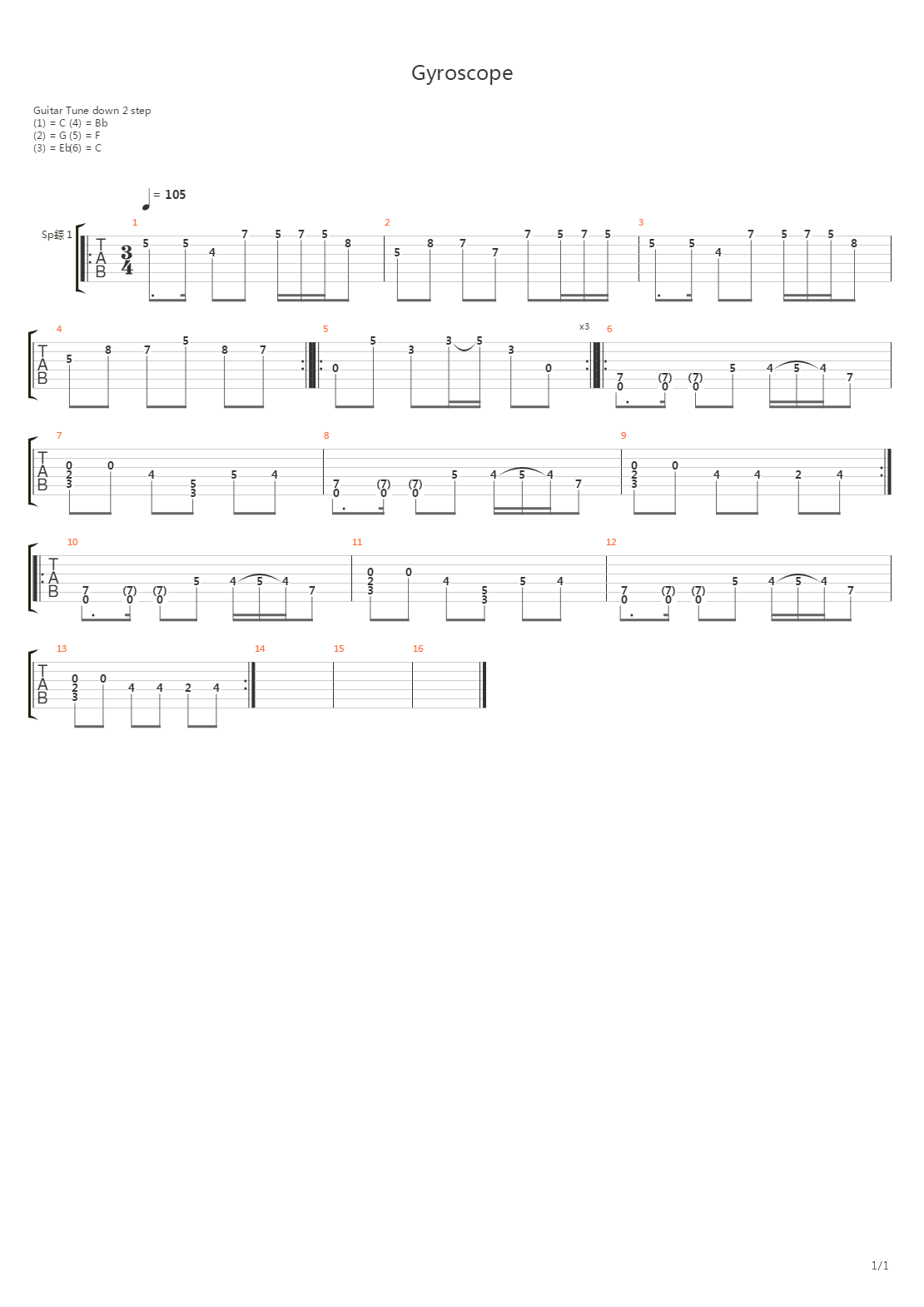Gyroscope吉他谱