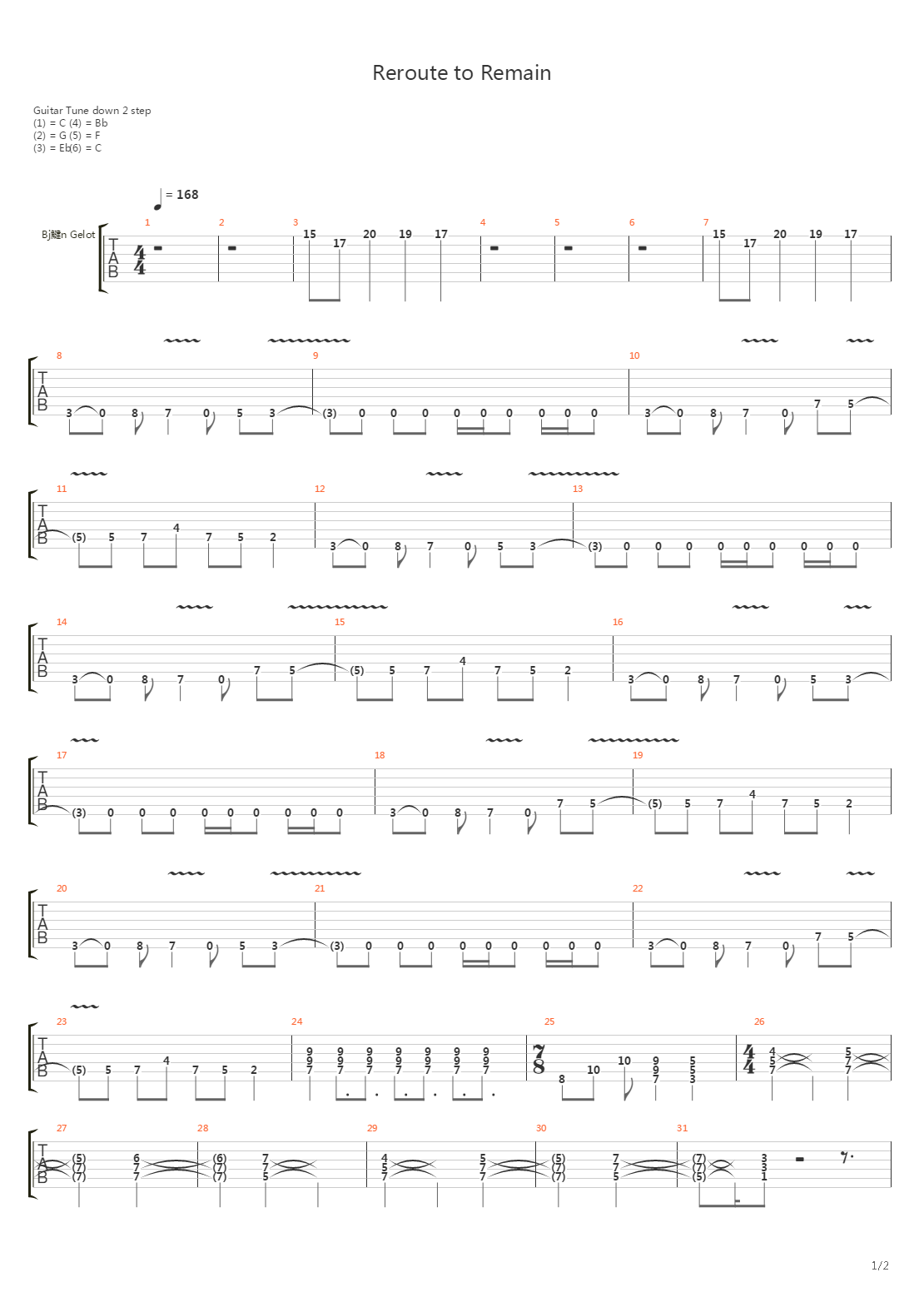 Reroute to Remain吉他谱
