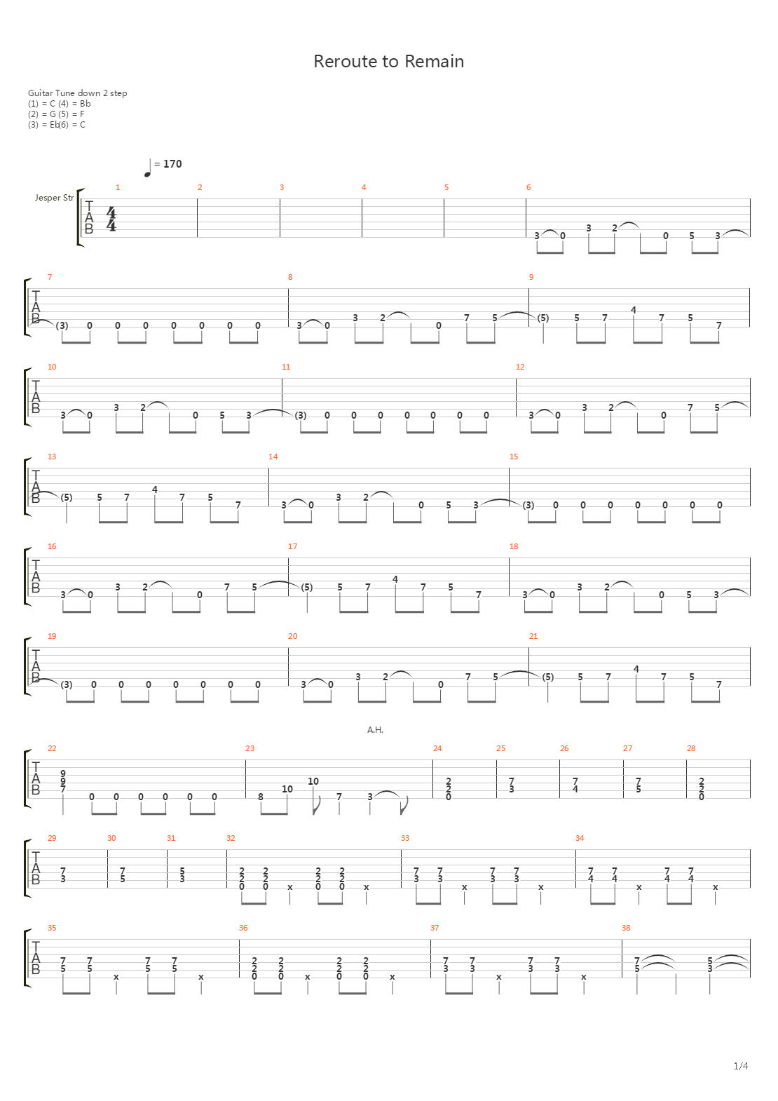 Reroute to Remain吉他谱