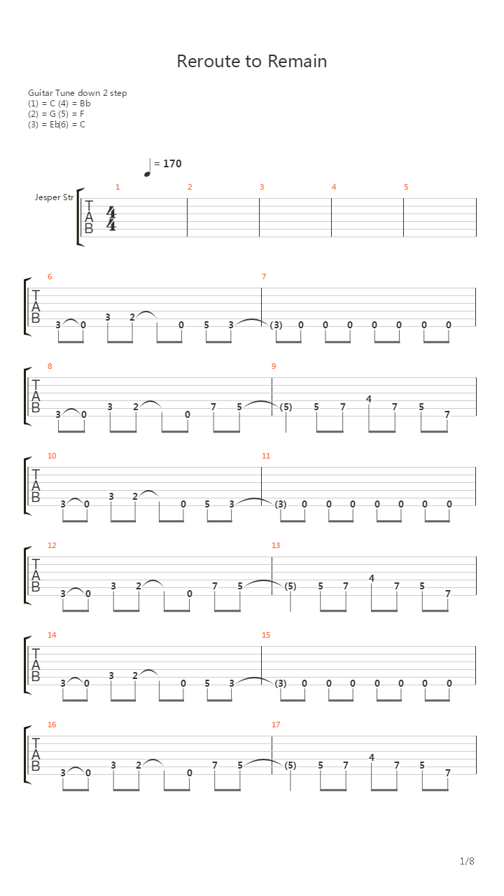 Reroute to Remain吉他谱