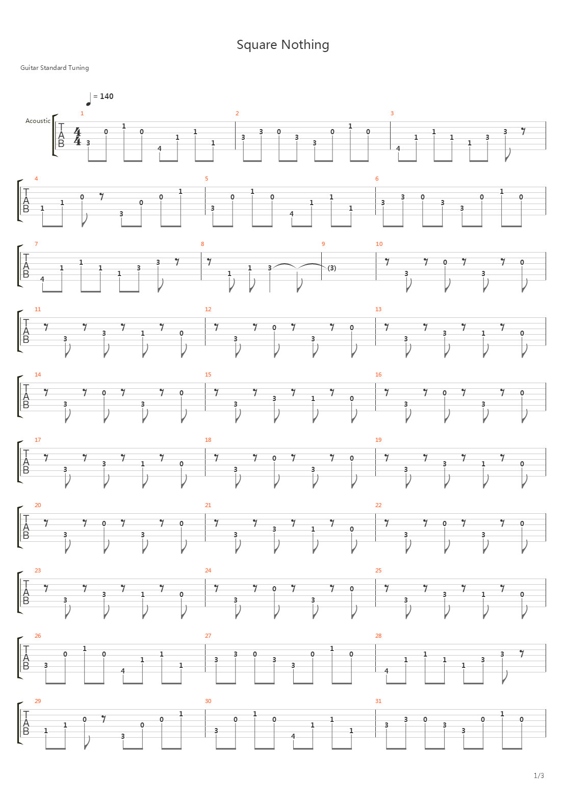Square Nothing吉他谱