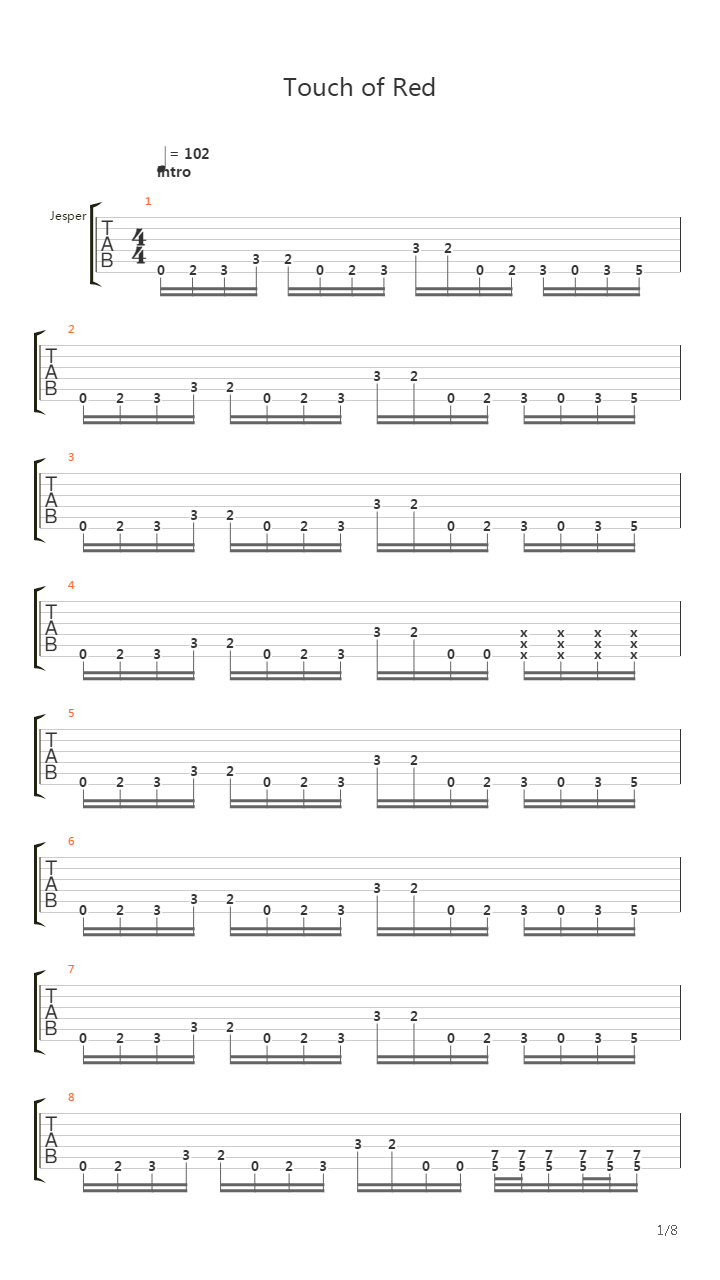 Touch Of Red吉他谱