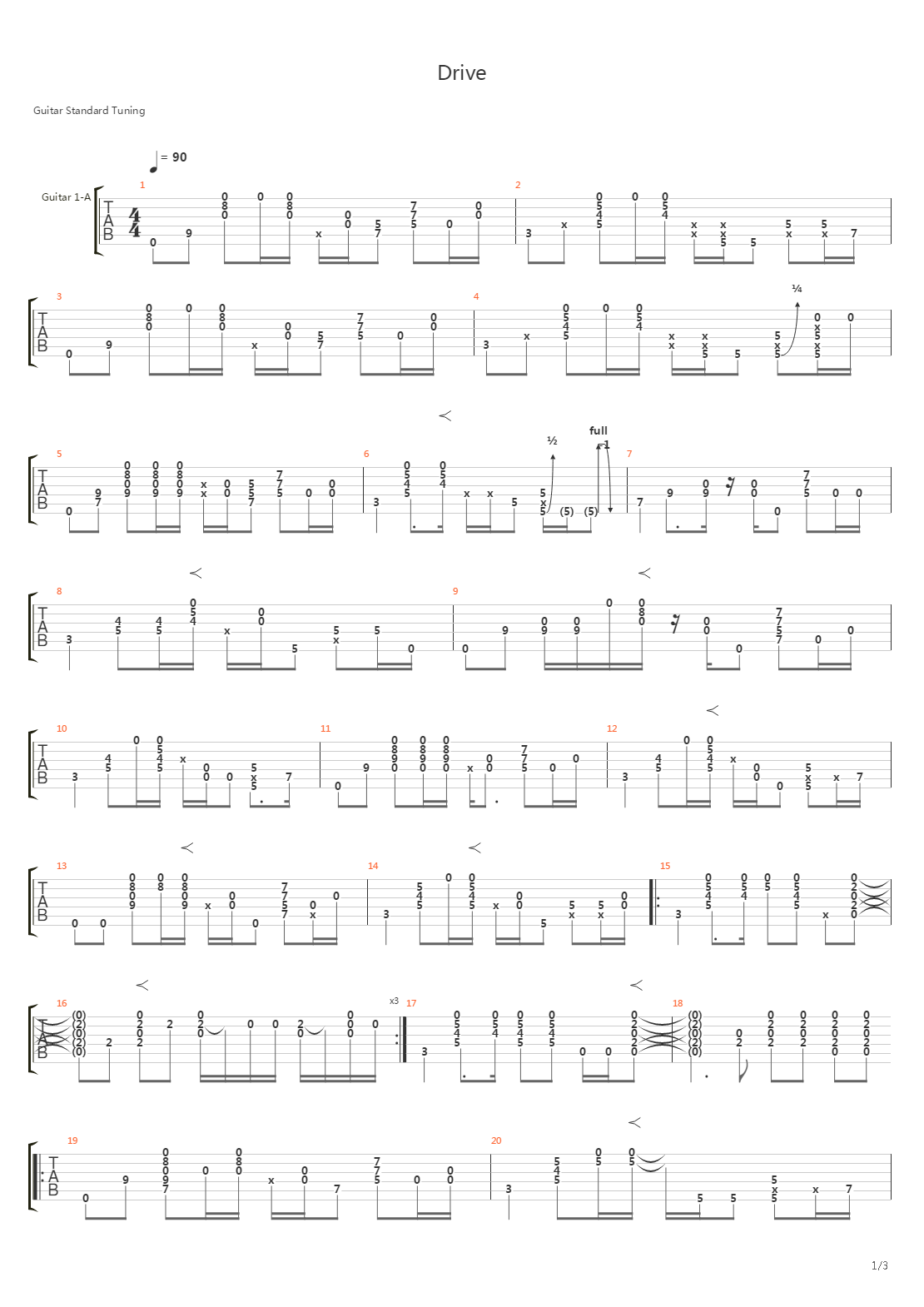 Drive吉他谱