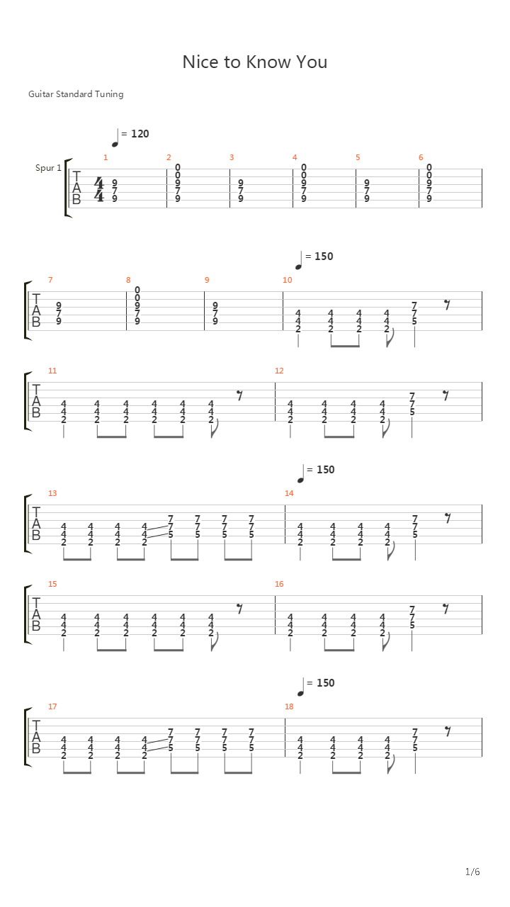 Nice to Know You吉他谱