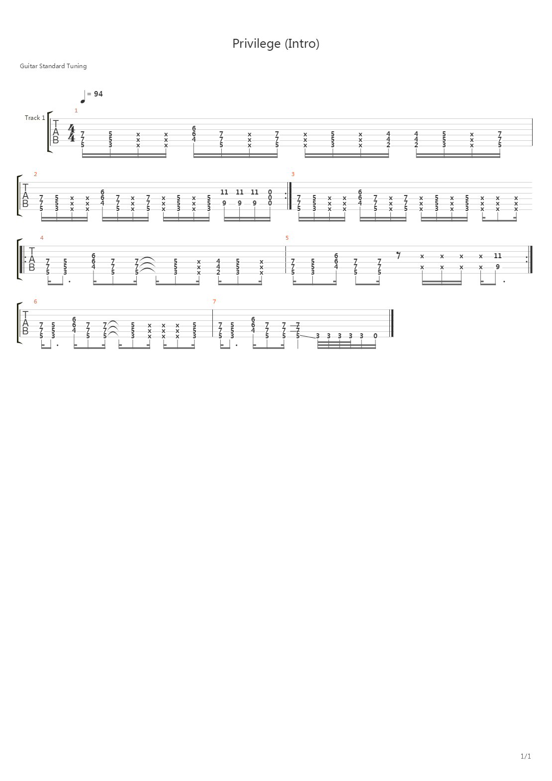 Privilege (Intro Only)吉他谱