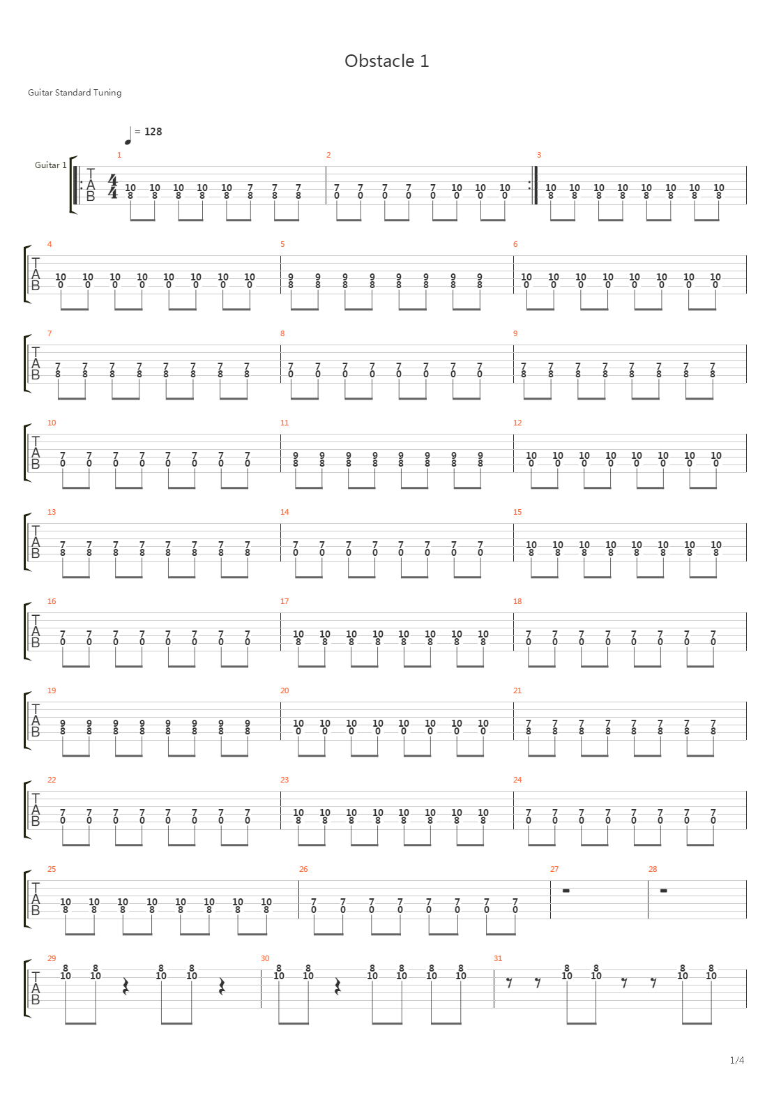 Obstacle 1吉他谱