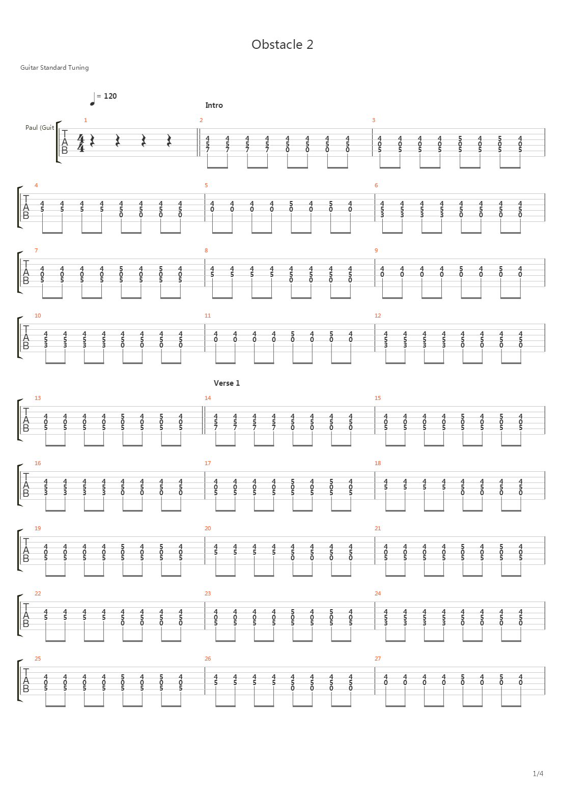 Obstacle 2吉他谱