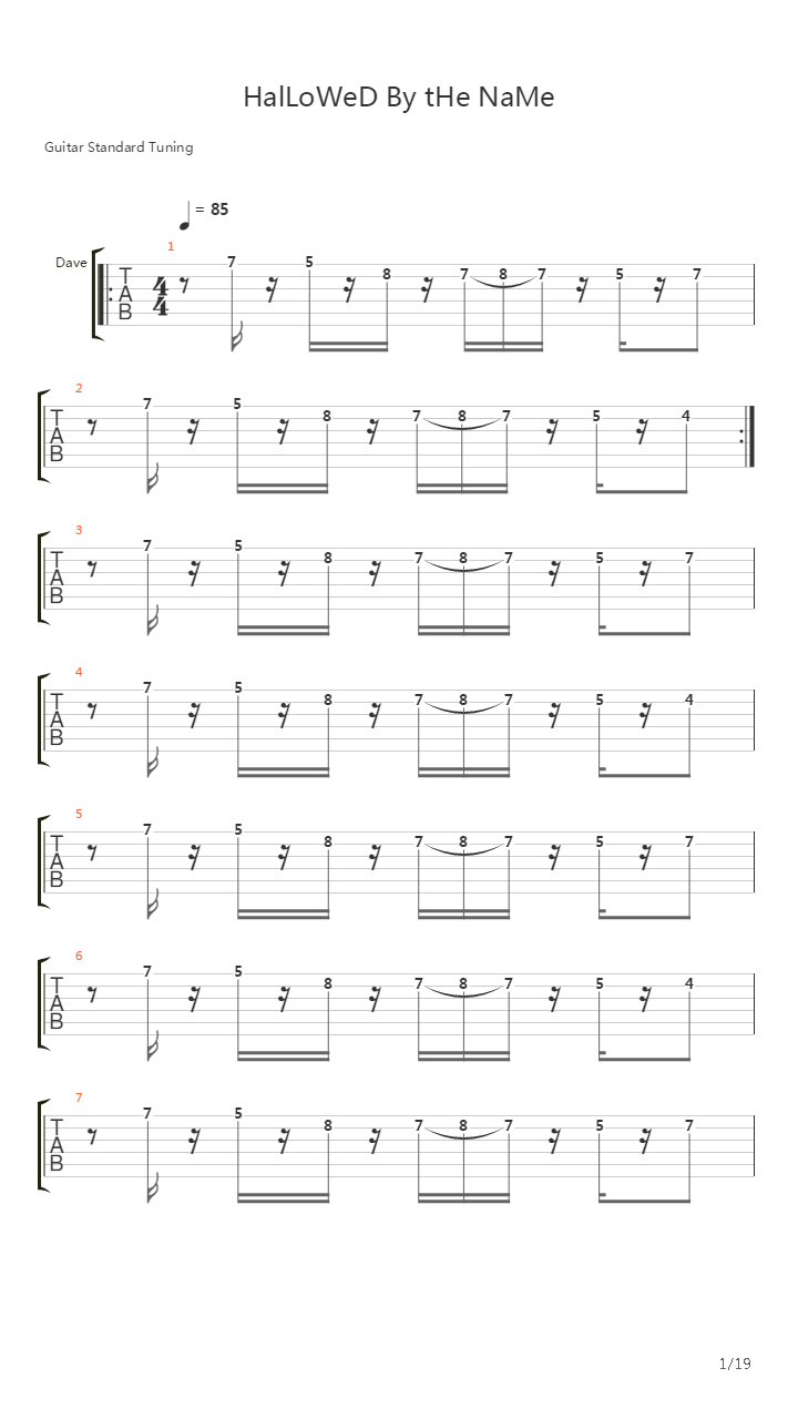 Hallowed By The Name吉他谱