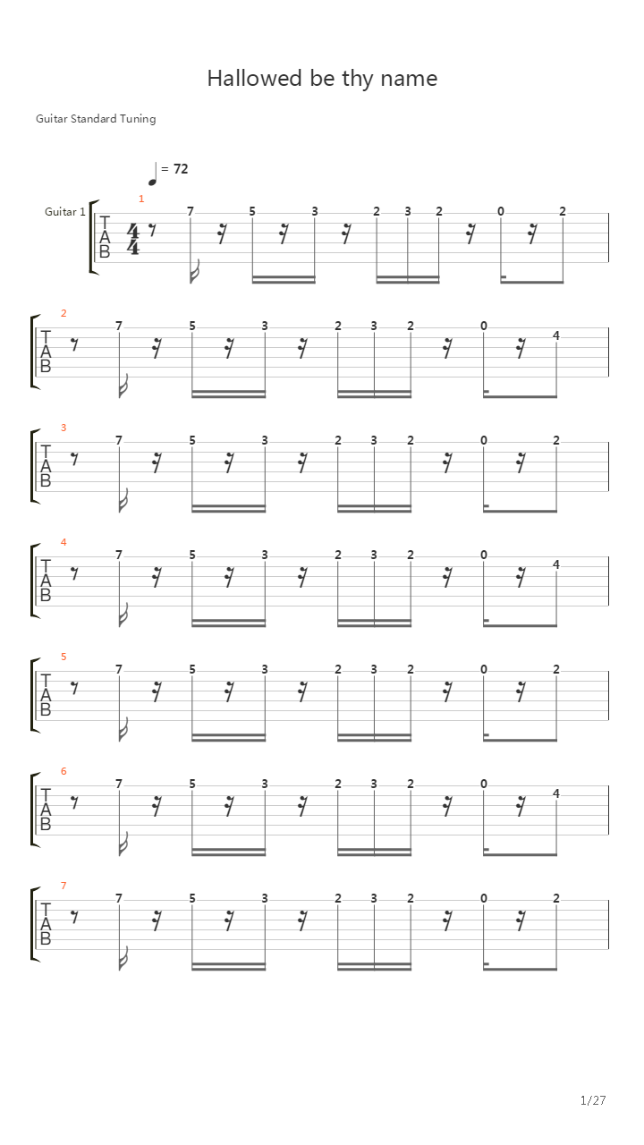 Hallowed be thy name吉他谱