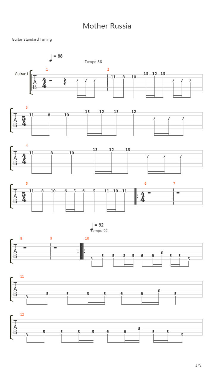 Mother Russia吉他谱