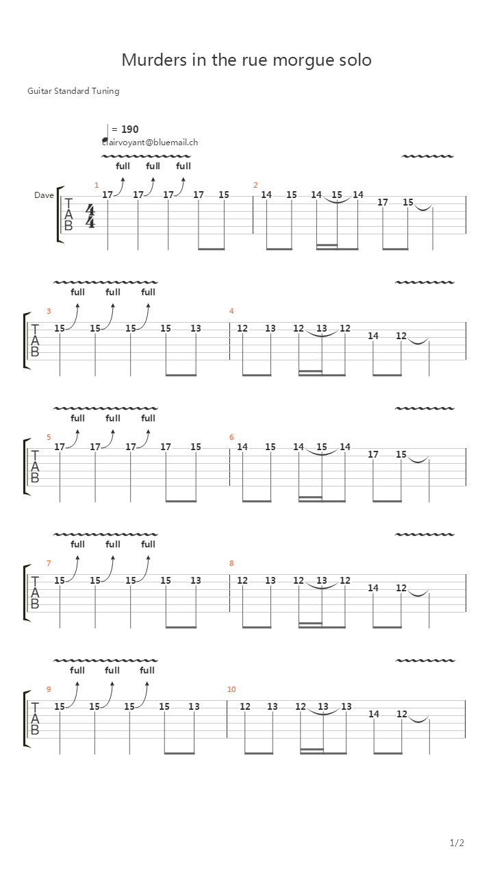 Murders in the rue morgue solo吉他谱