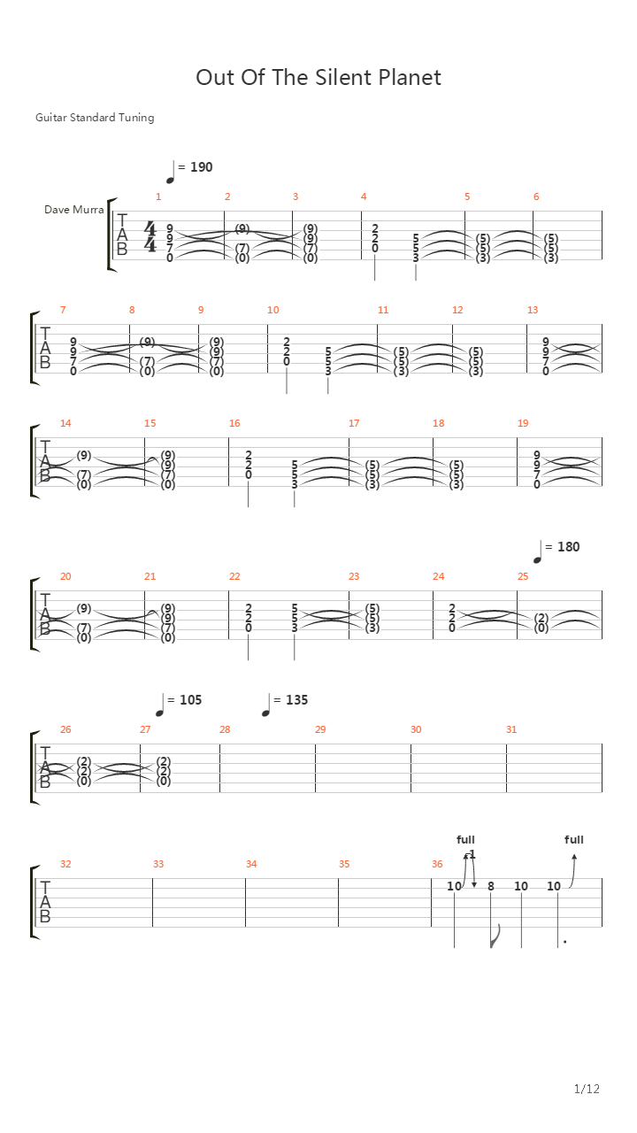 Out Of The Silent Planet吉他谱