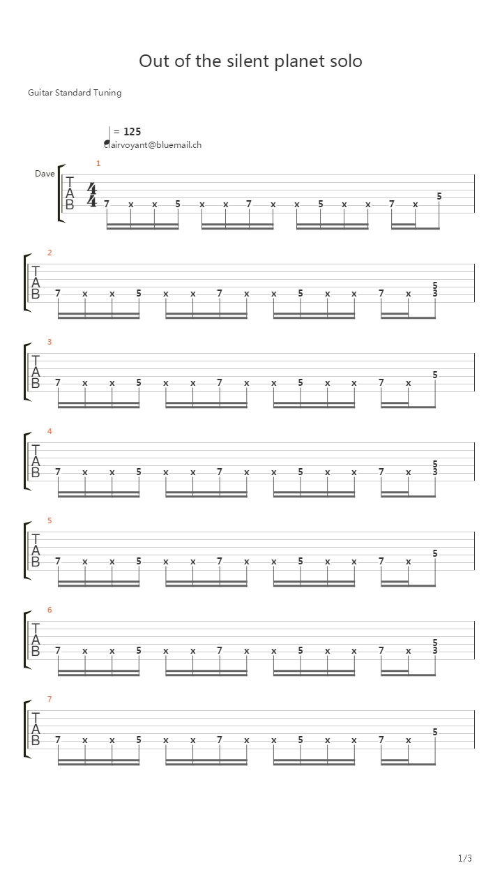 Out of the silent planet solo吉他谱