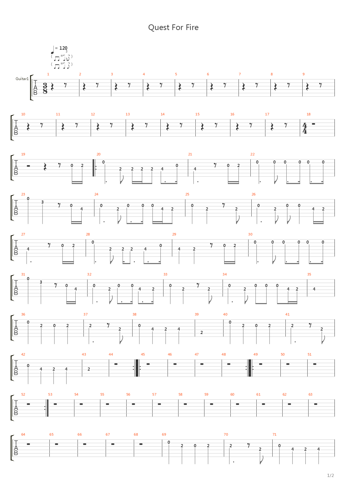 Quest For Fire吉他谱