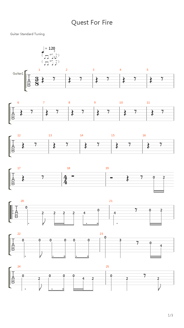 Quest For Fire吉他谱