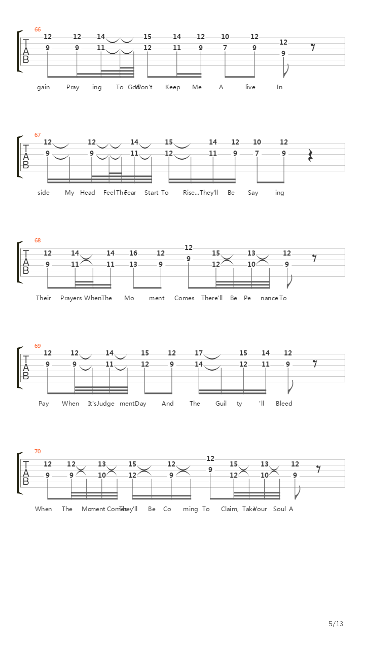 Sign Of The Cross吉他谱