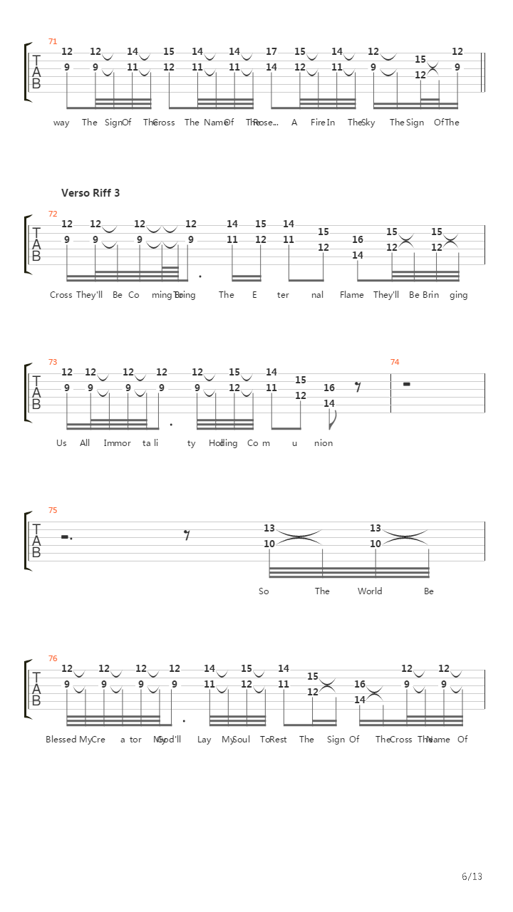 Sign Of The Cross吉他谱