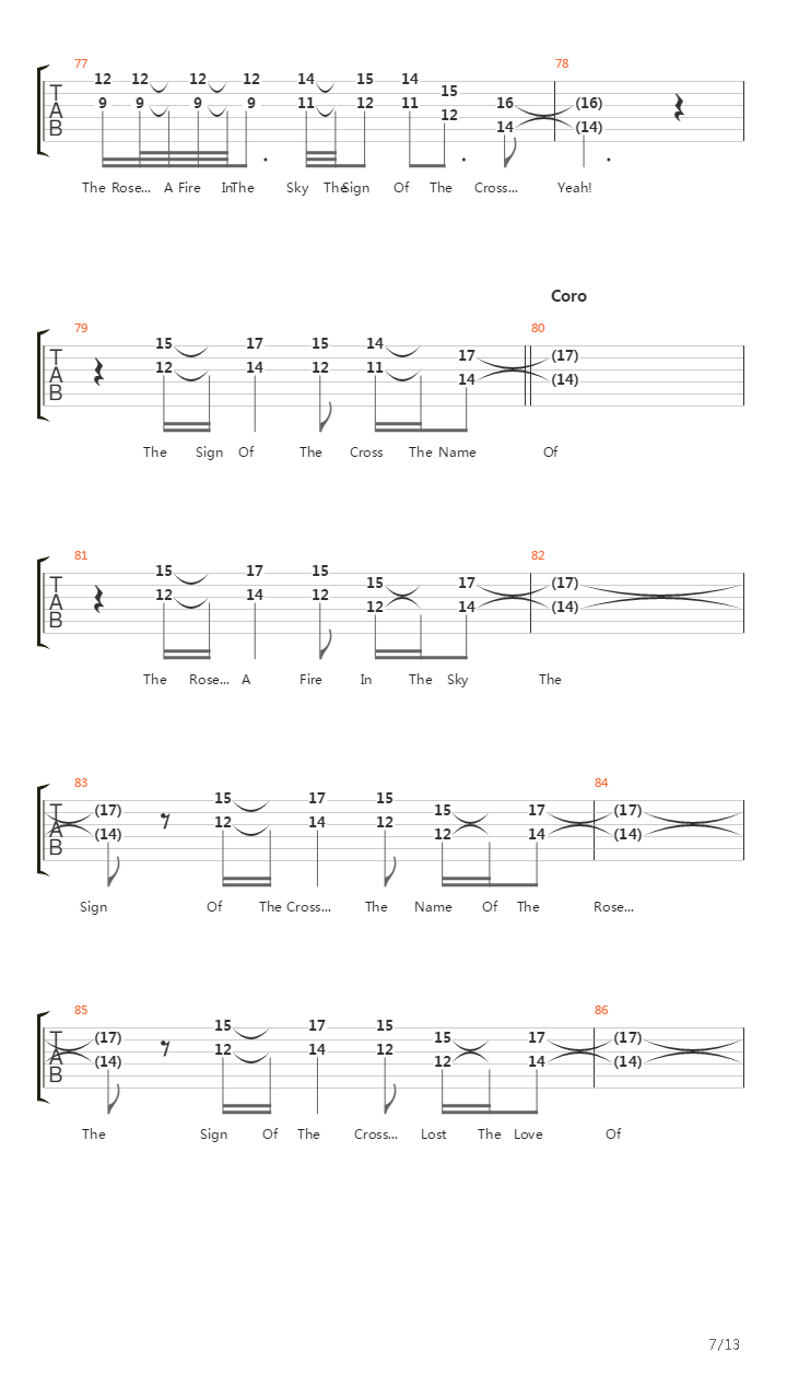 Sign Of The Cross吉他谱