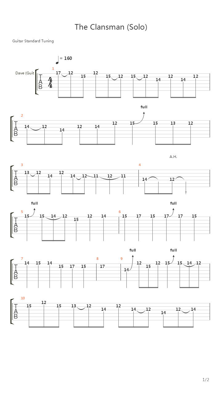 The Clansman (Solo)吉他谱