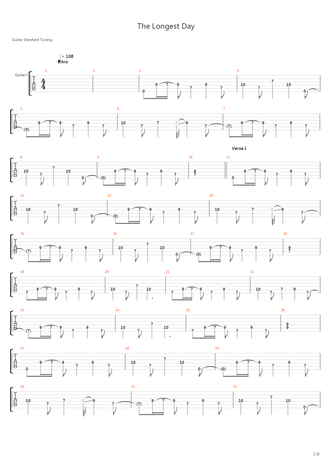 The Longest Day吉他谱