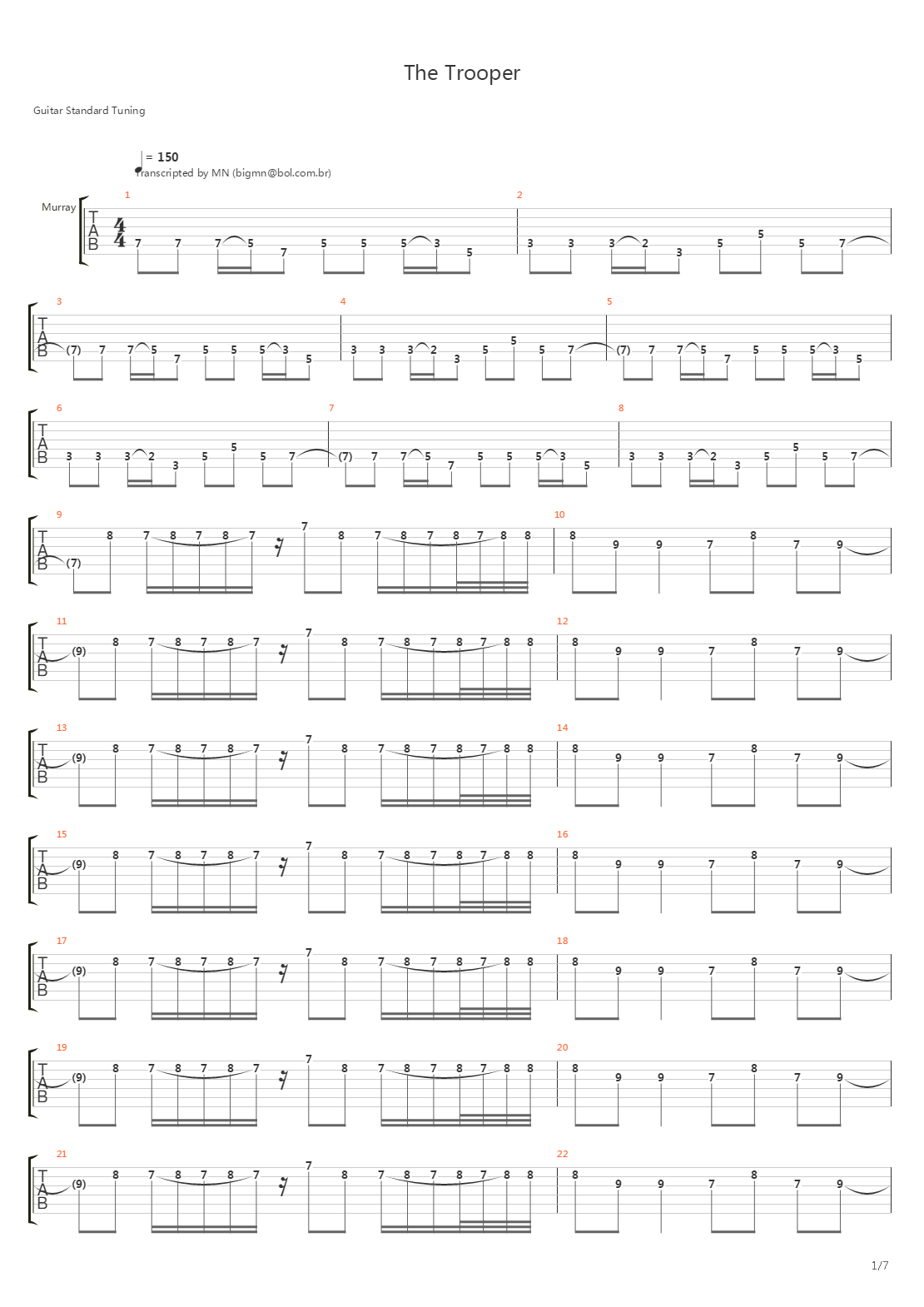 The Trooper吉他谱