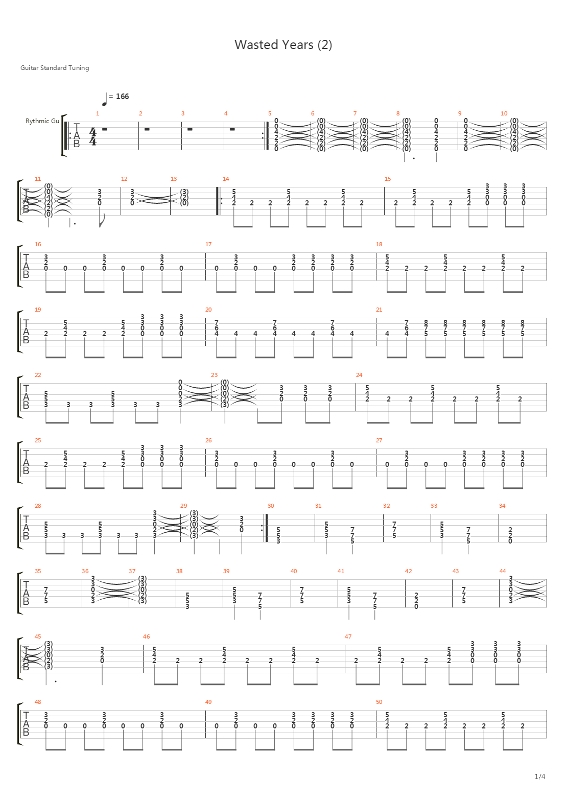 Wasted Years吉他谱