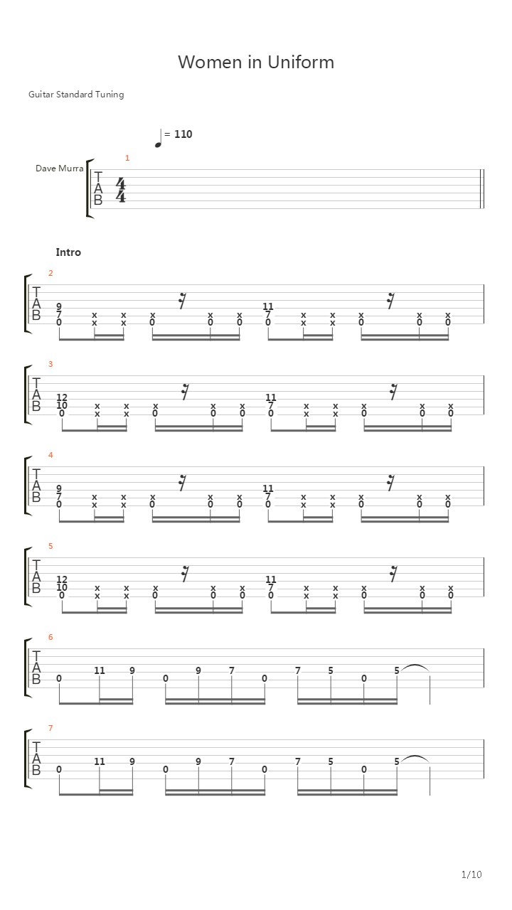 Women In Uniform吉他谱