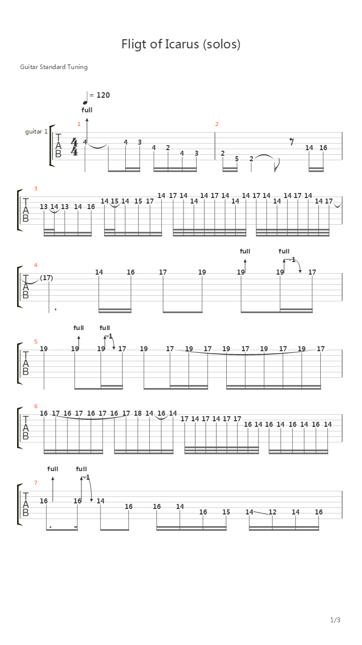 flight of icarus (solos)吉他谱