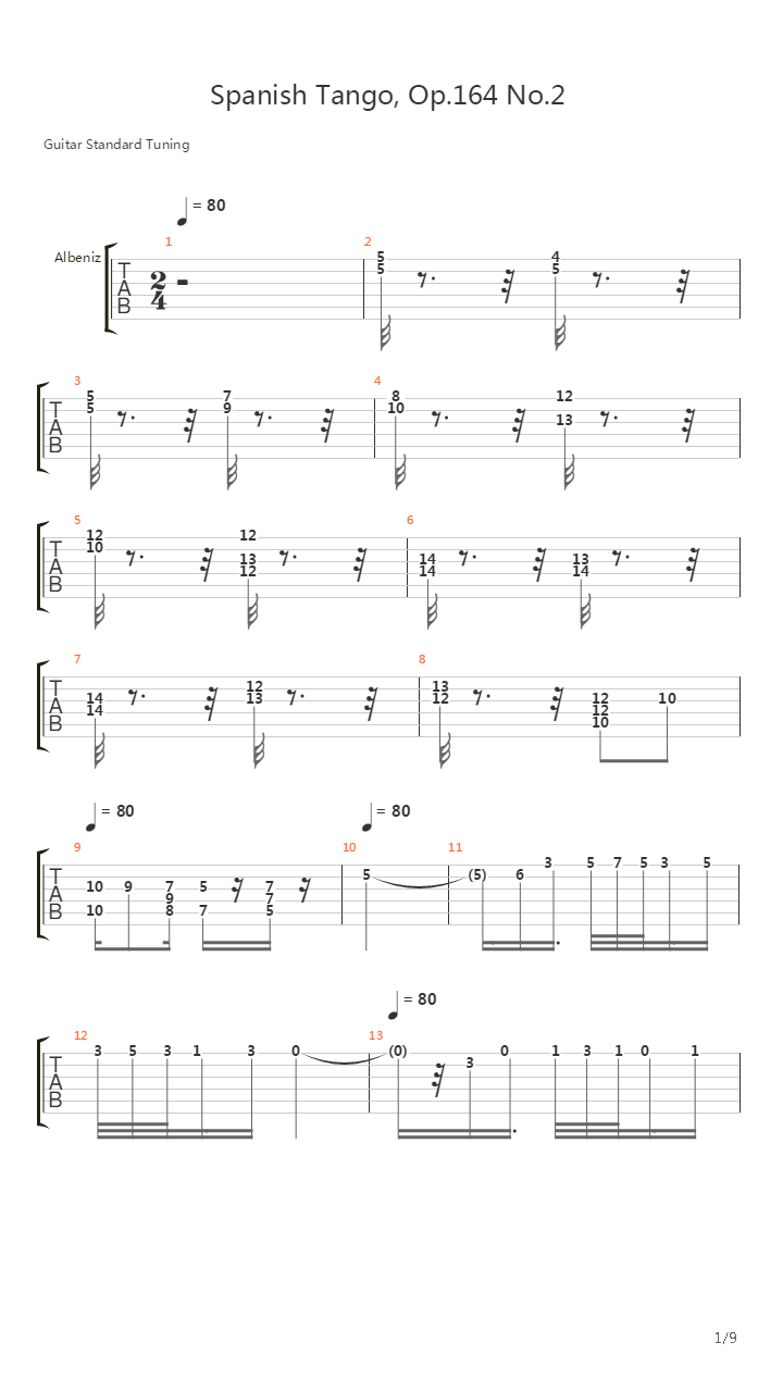 Spanish Tango, Op.164 No.2吉他谱