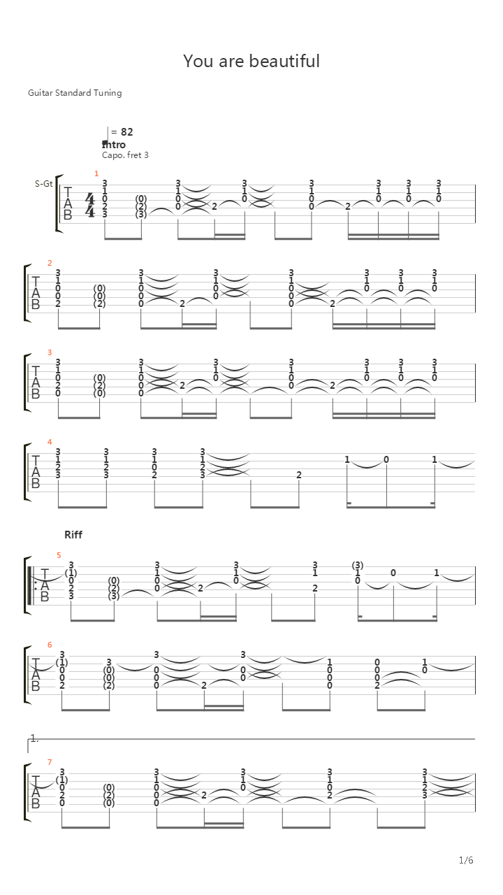 You're Beautiful (arr. by Alex Mercy)吉他谱