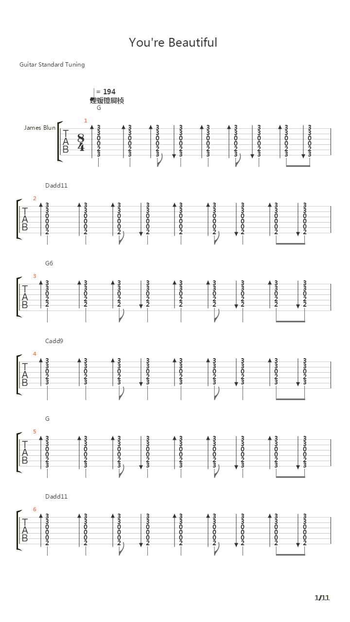 You're Beautiful吉他谱