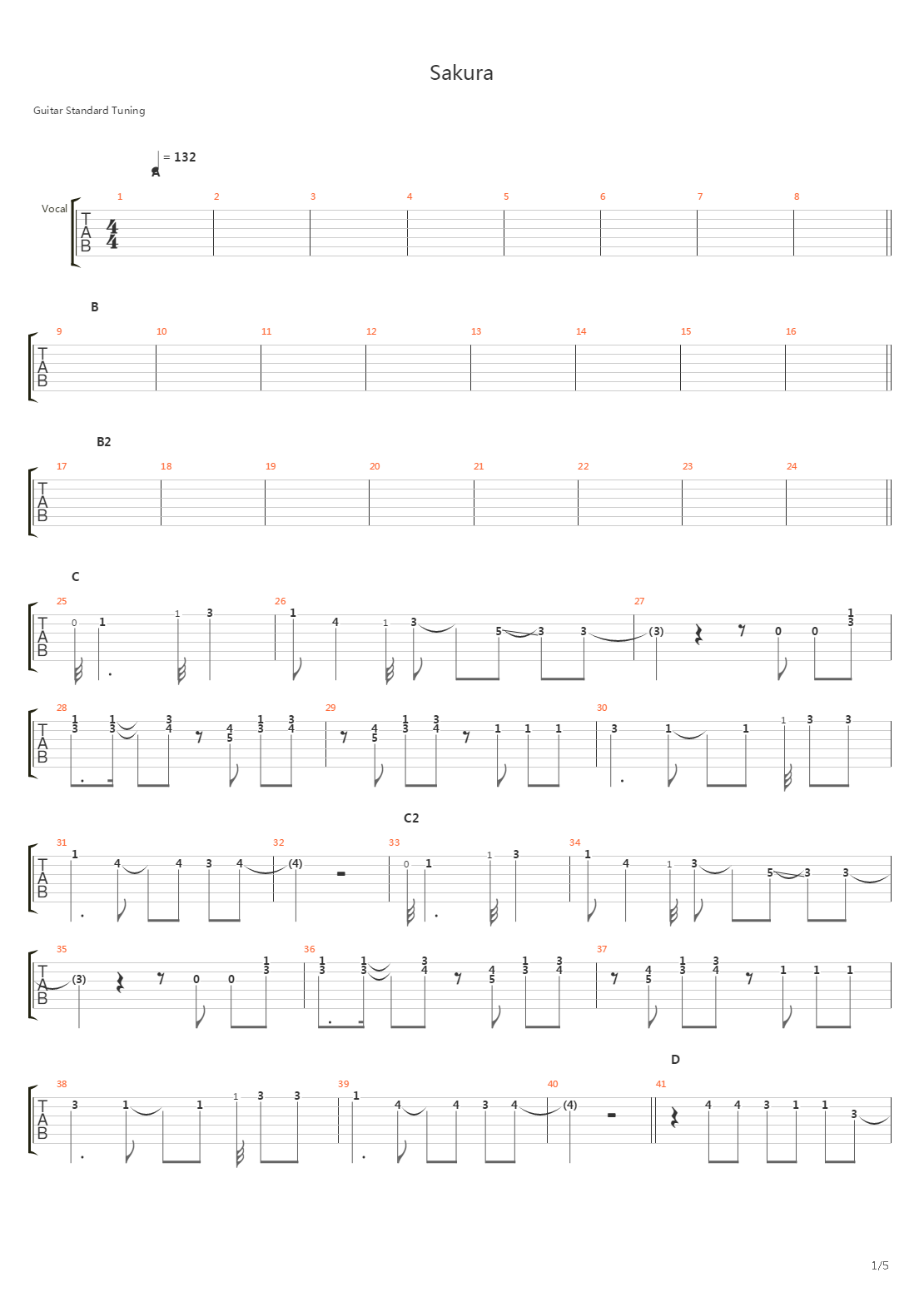 桜(樱花)吉他谱