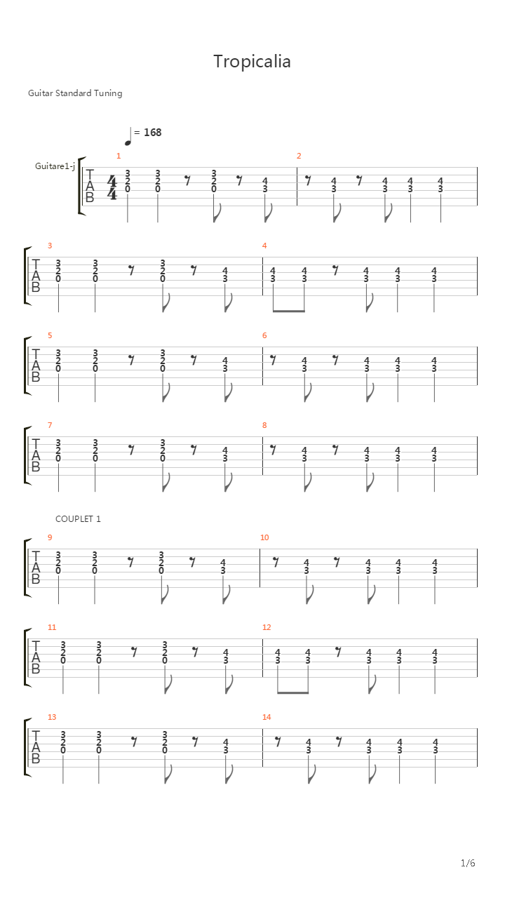 Tropicalia吉他谱