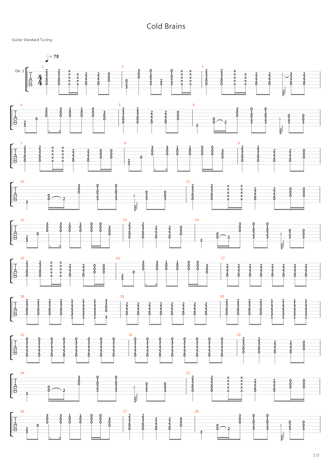 Cold Brains吉他谱
