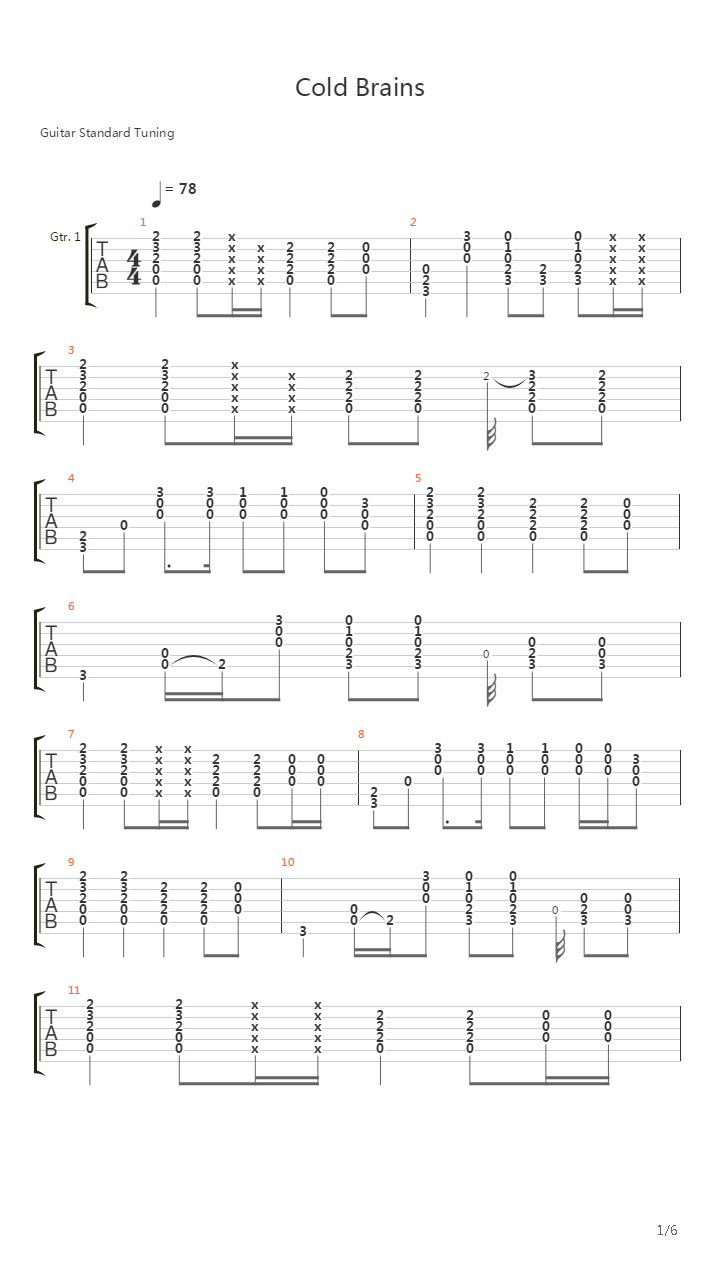 Cold Brains吉他谱