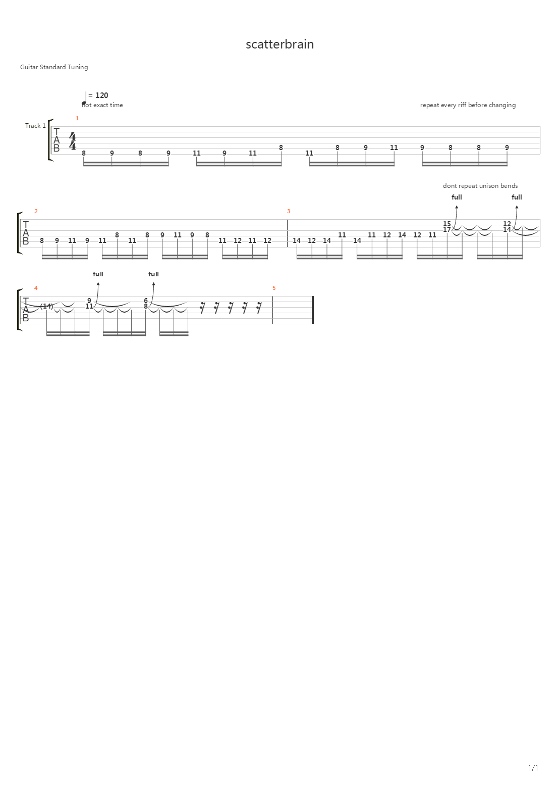 Scatterbrain(intro only)吉他谱