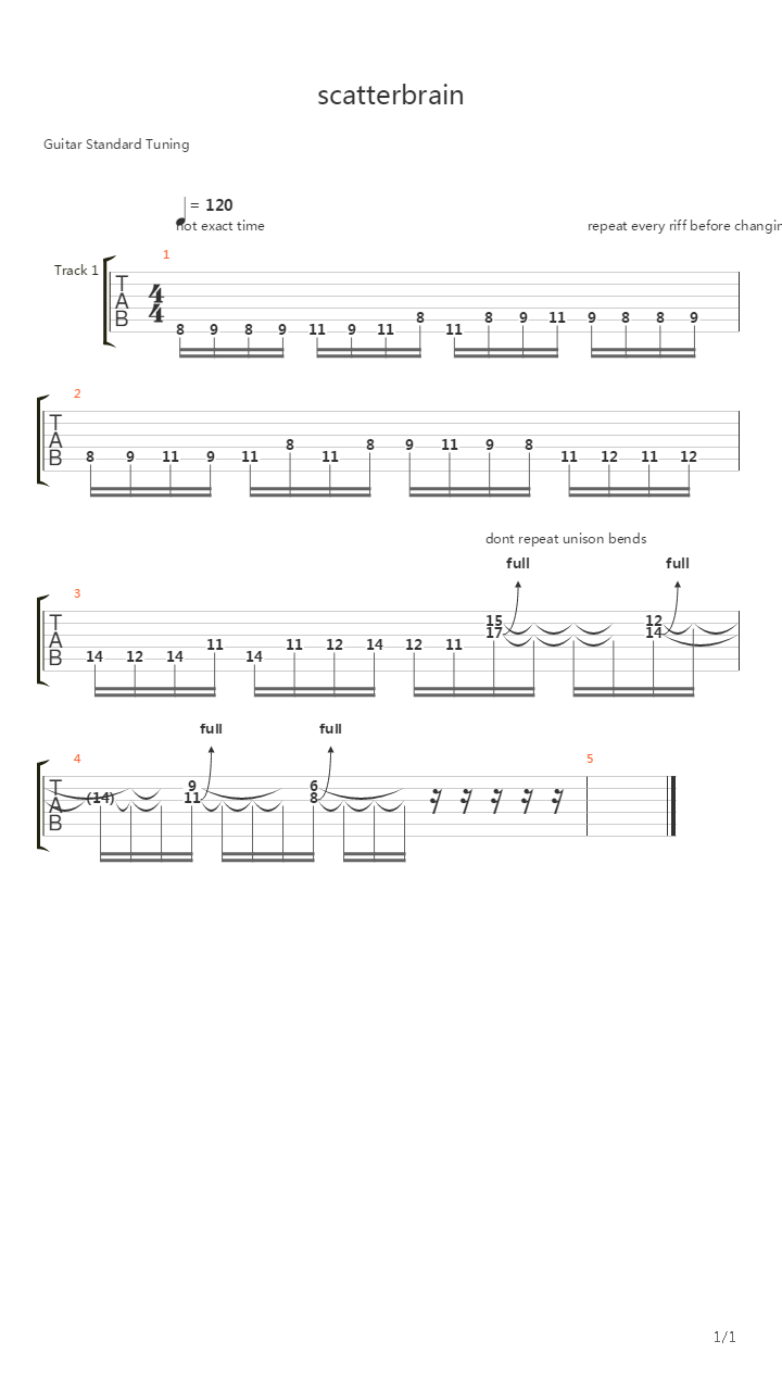 Scatterbrain(intro only)吉他谱