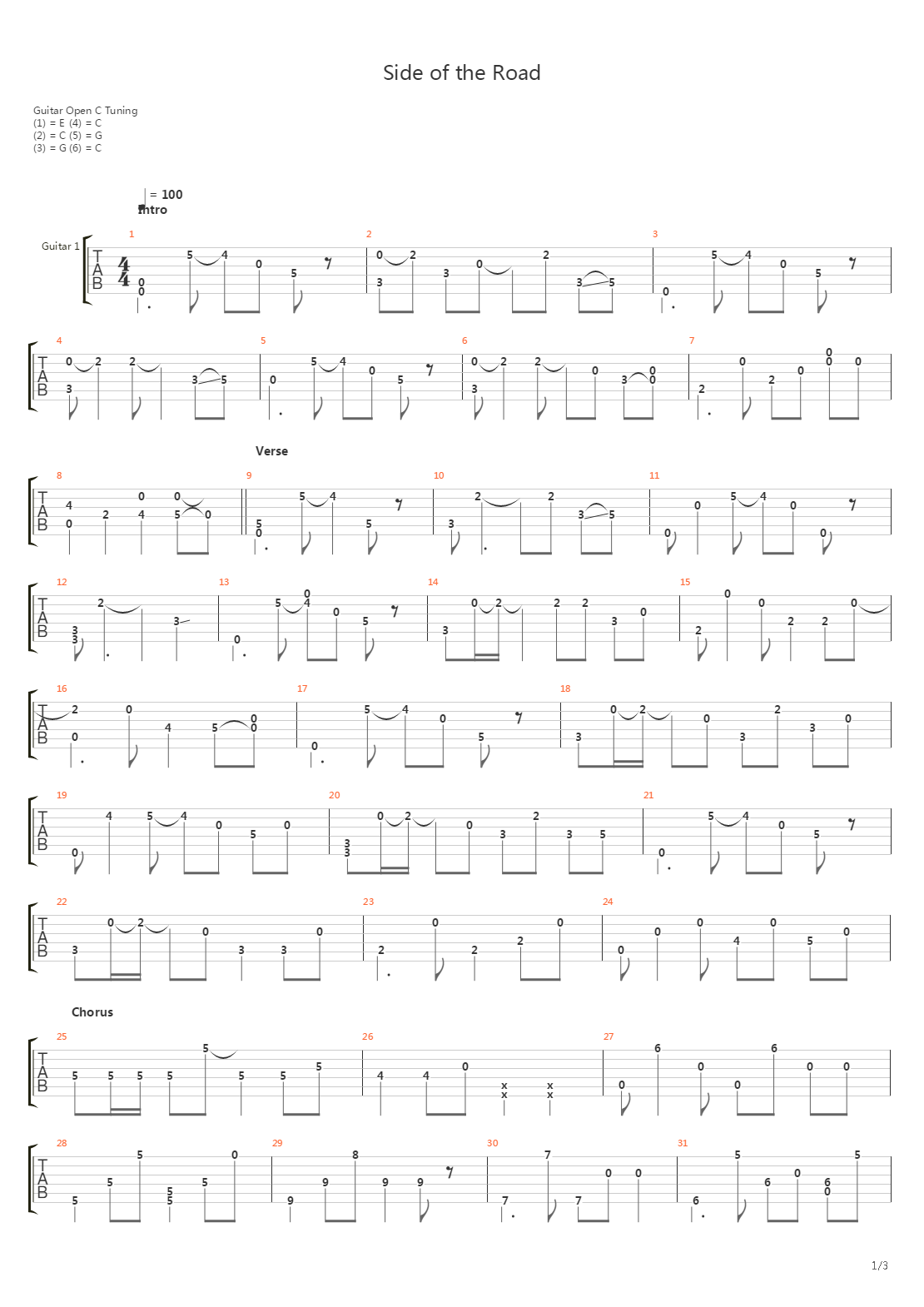 Side Of The Road吉他谱