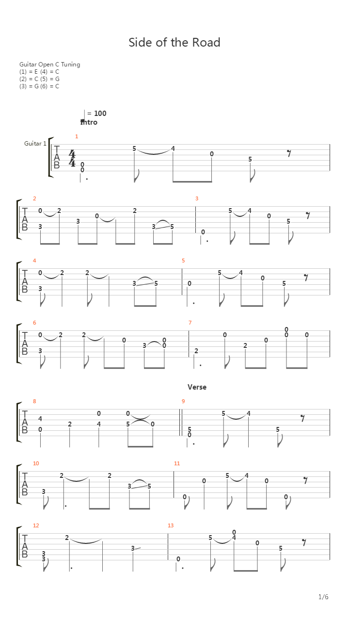 Side Of The Road吉他谱