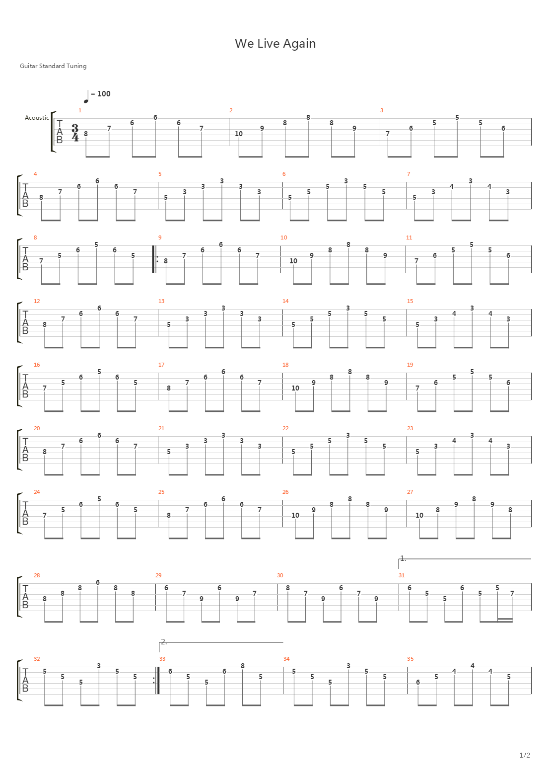 We Live Again吉他谱
