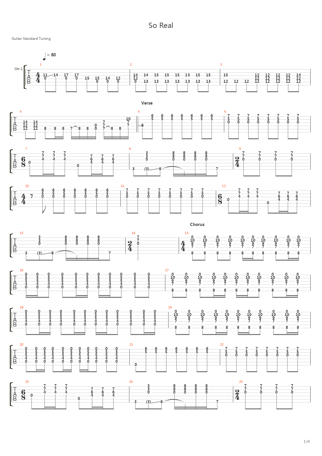 So Real吉他谱