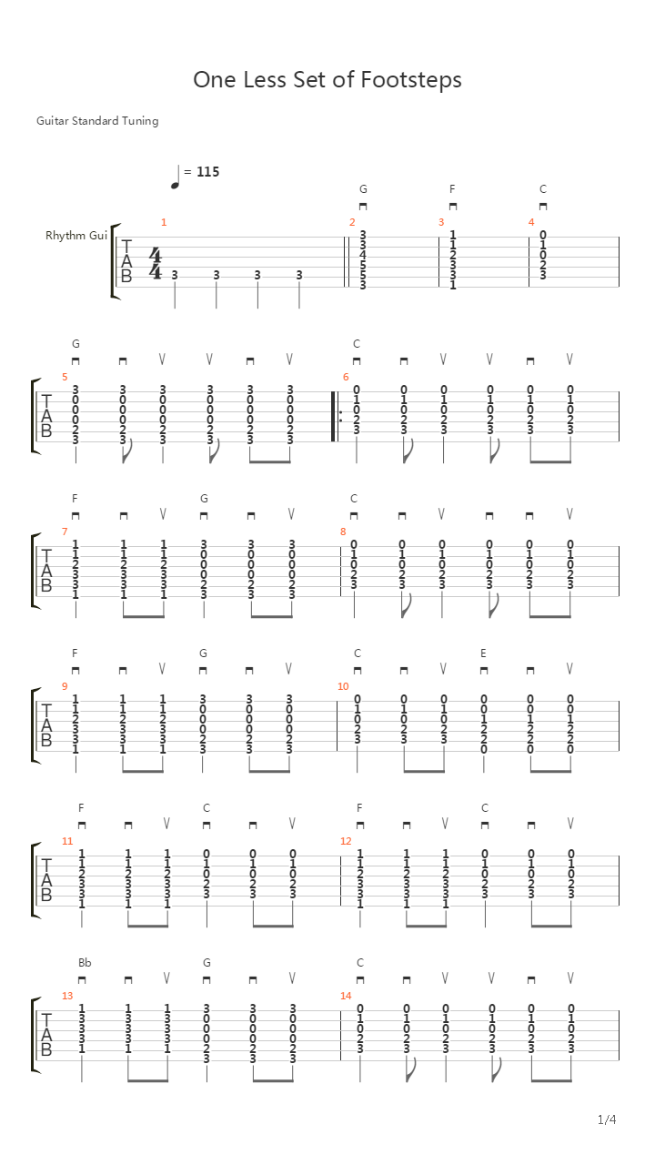 One Less Set of Footsteps吉他谱